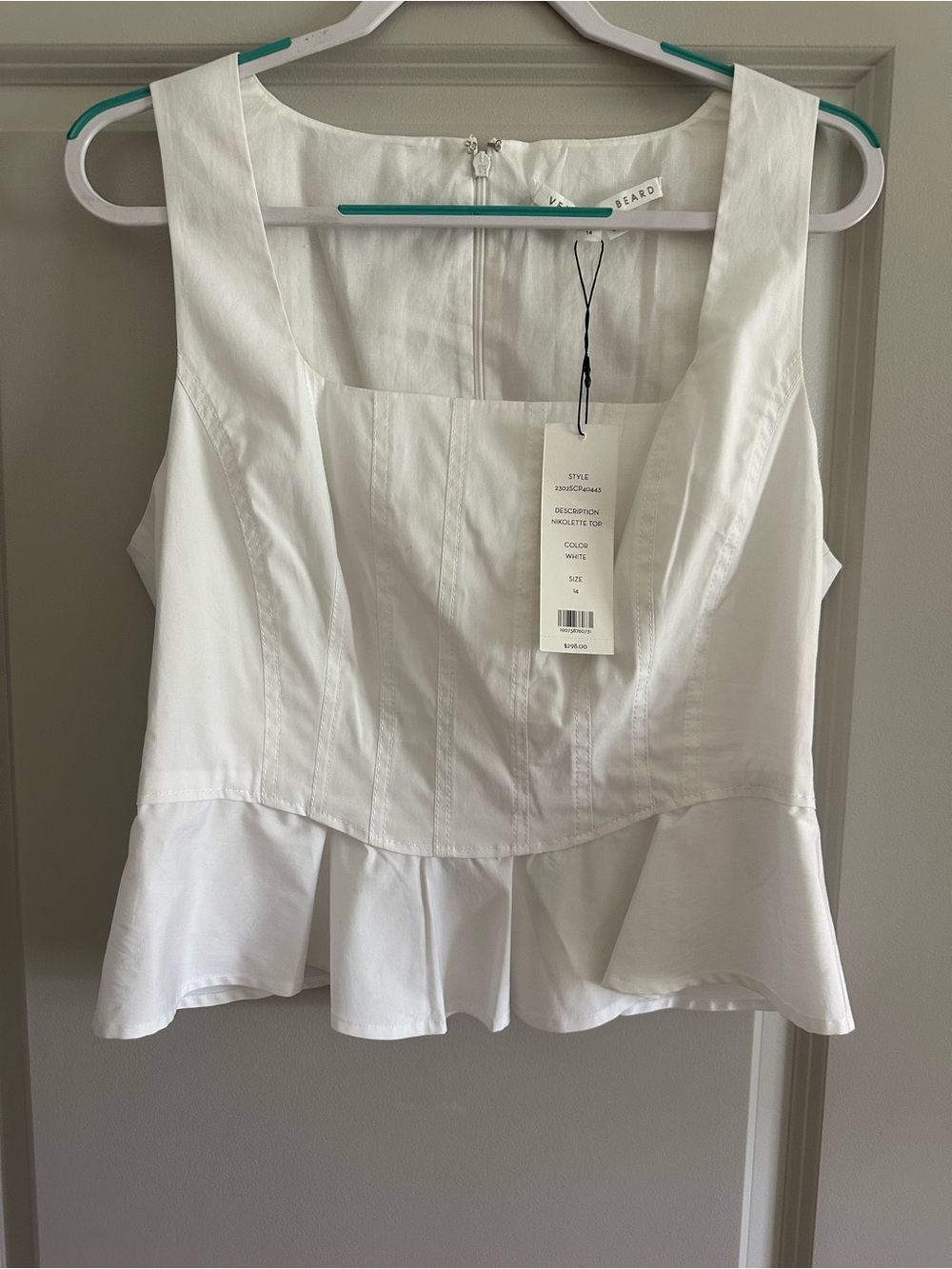 White Peplum Square Neck Tank Top